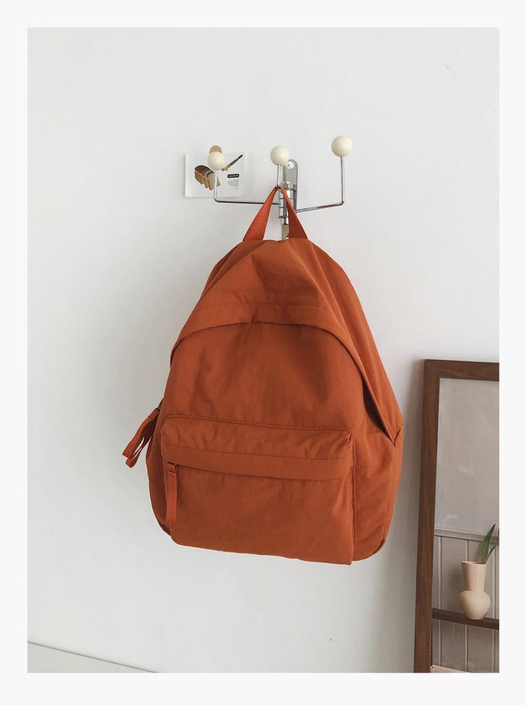Schoolbag Solid Color Literary and Lightweight Small Backpack Women's Japanese Simple Travel Mountaineering Backpack Folded Texture Small School Bag