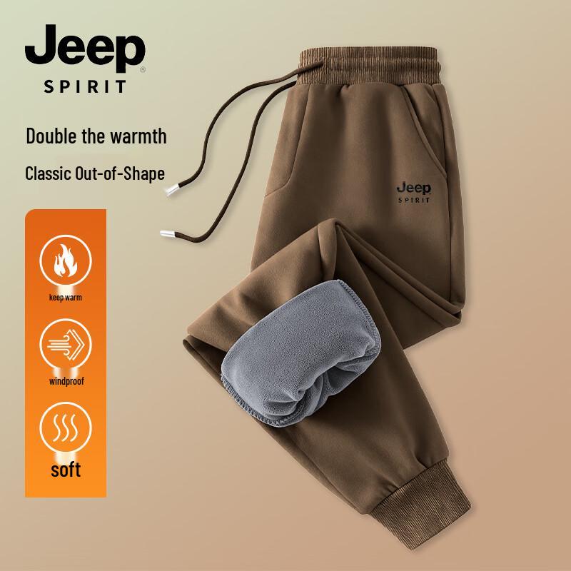 JEEP SPIRIT Men's Thickened Fleece Lined Jogger Sweatpants