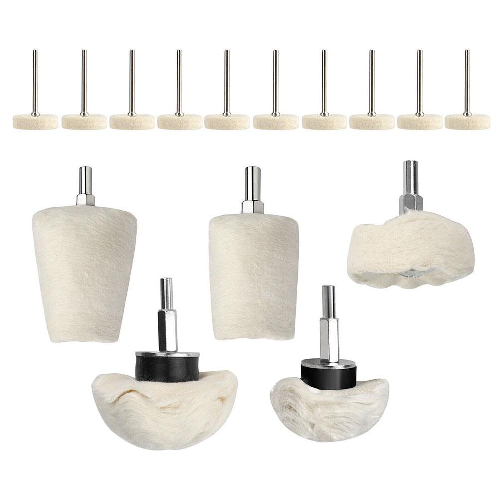 Wool Wheel Buffing Pad Drill Kit Replacement Polishing Cloth Wheel Polishing Grinding 15pcs Set Accessories Practical
