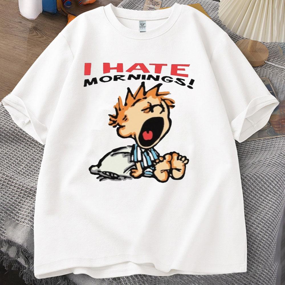 ZX Tee Vintage I Hate Mornings Premium T-Shirt Retro Cartoon T-Shirt Vintage 90s Tee Comfortable Personality for Outdoor Enthusiasts