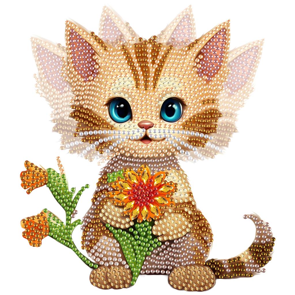 2D Flat DIY Cat Acrylic Shaking Head Table Top Diamond Painting Ornament Kits for Adults/Beginners Gift Idea Home Decor