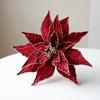 Handmade Flocked Poinsettia Floral 3 Layer Fake Flowers  Pick  Photo Props