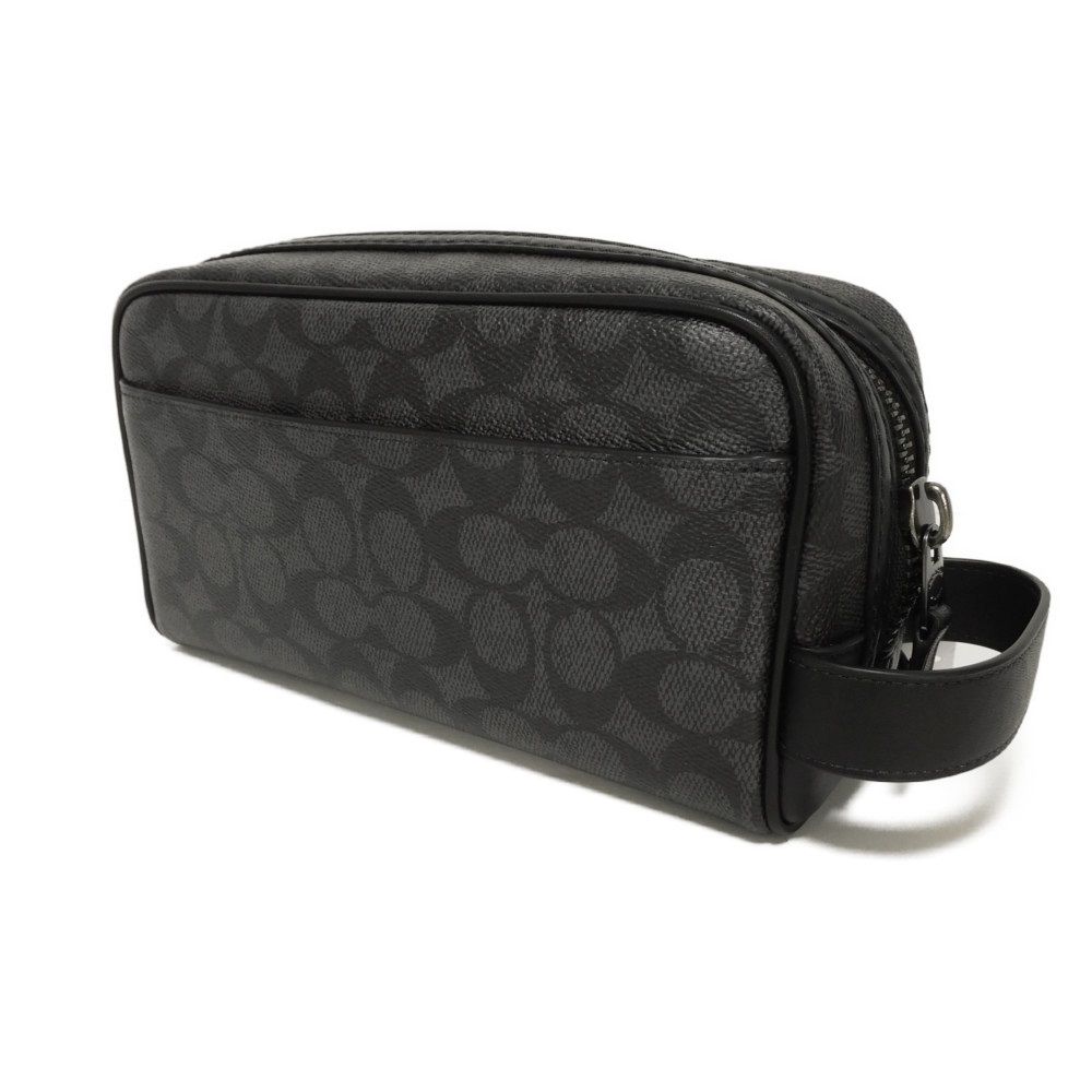 Used 9726 Small Travel Kit CAR15 7930 Current Smooth Calf Gray Handbag Pouch Unused Signature Black Men's from Japan