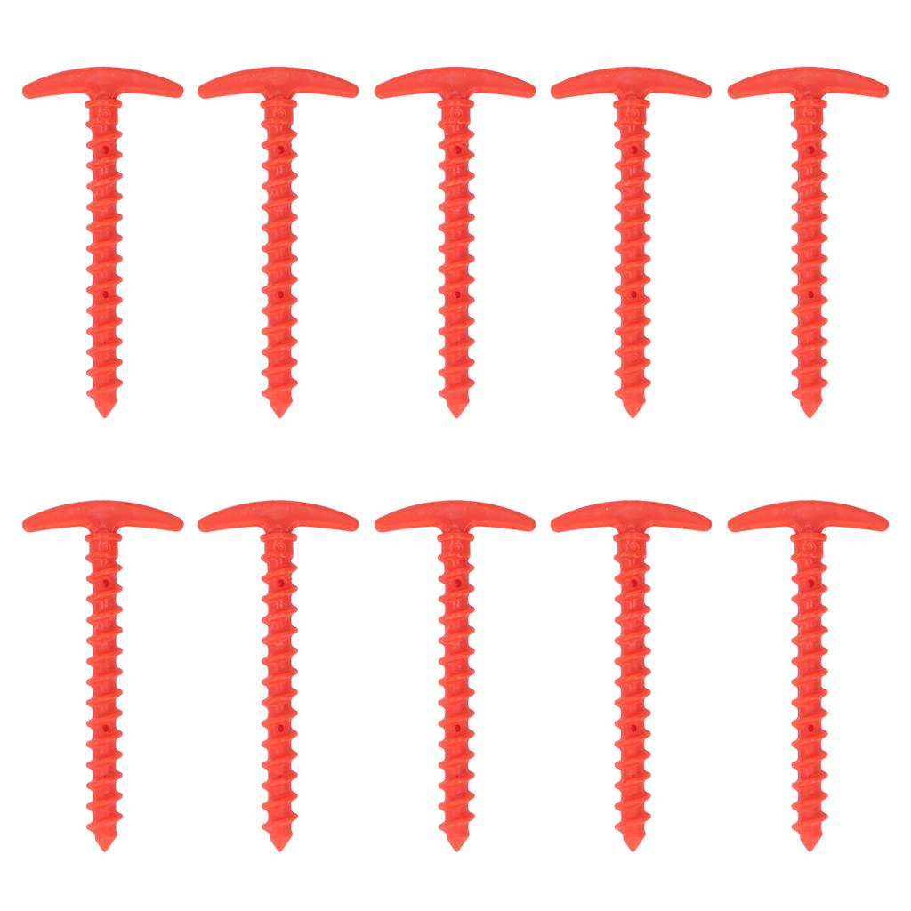 10Pcs Tent Stakes Plastic 5.7in T Shape Spiral Ground Stake Anchors Pegs for Tarps Canopy Camping Hiking