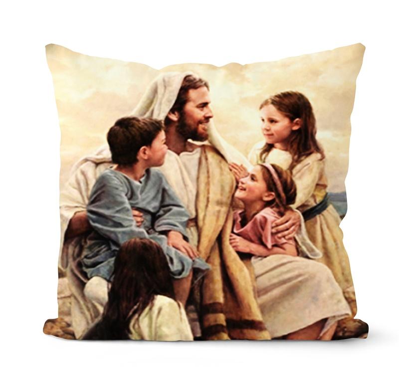 Home Decor Vintage Jesus Eckkissenbezug Christlicher Kissenbezug Heim Sofa Stuhl Deko Kissenbezug