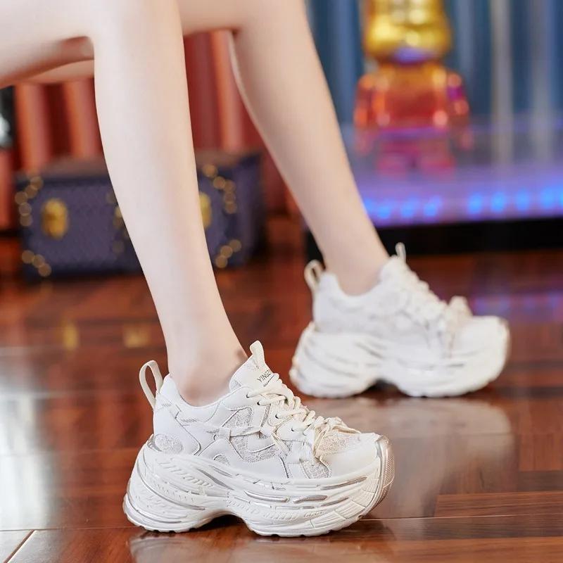 Fashion 8cm New Air Mesh Breathable Summer Spring Autumn Chunky Sneakers Platform Shoes Women Fashion Sneakers Wedge Women Casual Shoes