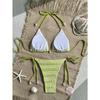 Solid Color Women Halter Three Piece Bikini Swimwear For Beach Swimming