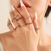 Vintage Trend Metal Crown Articulated Ring Set Vintage 10 Geometric Hollow Turquoise Ring Set Ring Combination