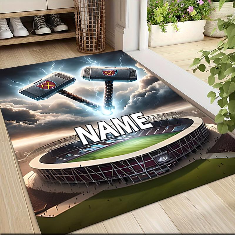 Custom Name Olympiacos FC Crest Carpet Rug Customizable Soft Washable Anti-Slip Home Living Room Sofa Mats Personalized Rug. 0909227