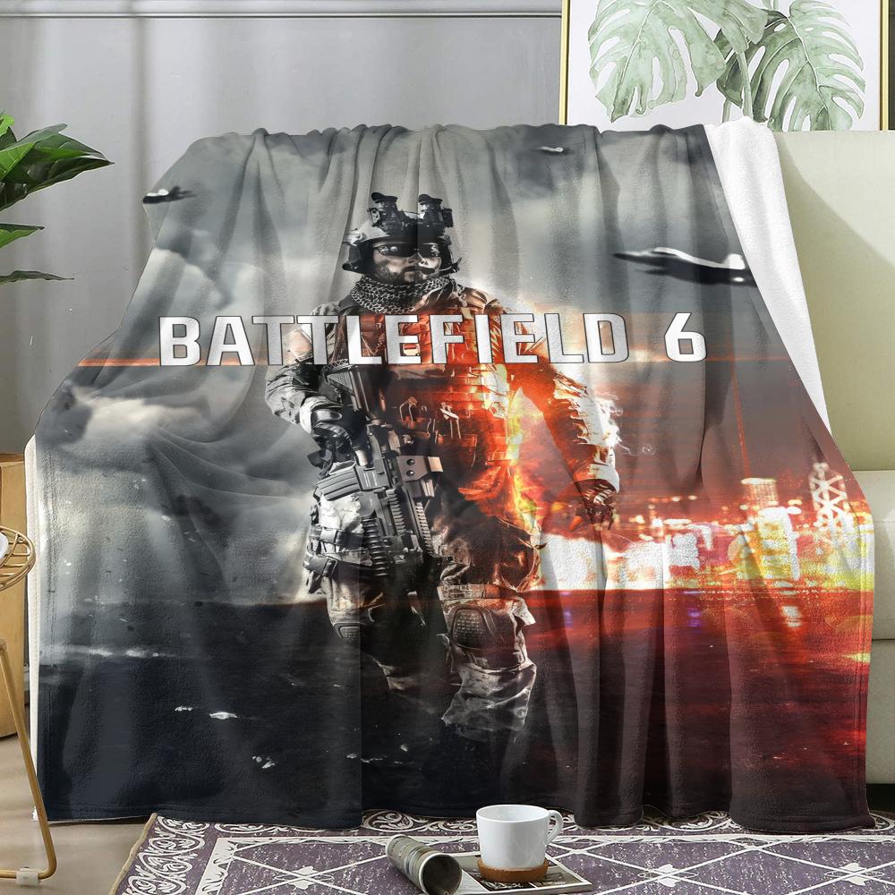 B-battlefield 6 Weiche Flanelldecke Sommerdecke Leichte Gemütliche Nickerchen-Decke für Sofa Bett Reise