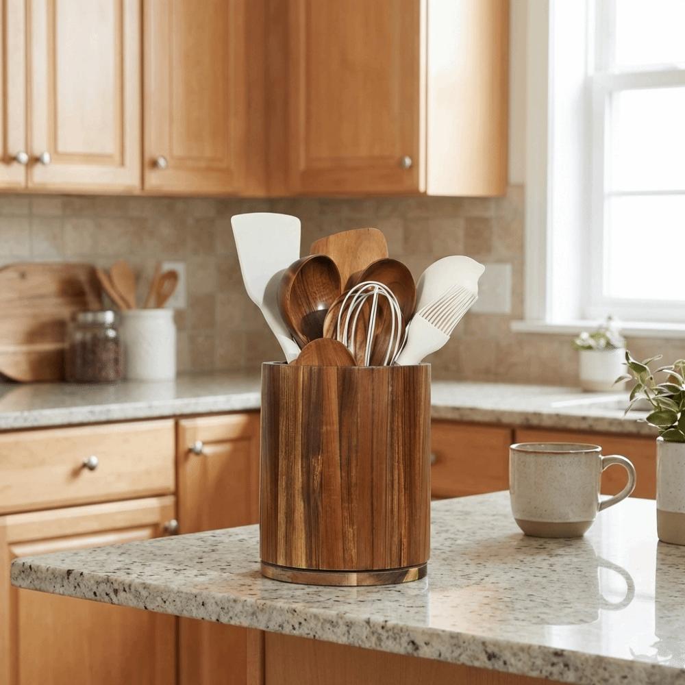 Farmhouse Style Kitchen Utensil Holder Wooden Chopstick Cage Utensil Storage Box  Chopstick Storage