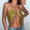 Sexy Diamond Tassel Heart Chest Chain Handmade Bikini Body Chain Hot Girl Clothing