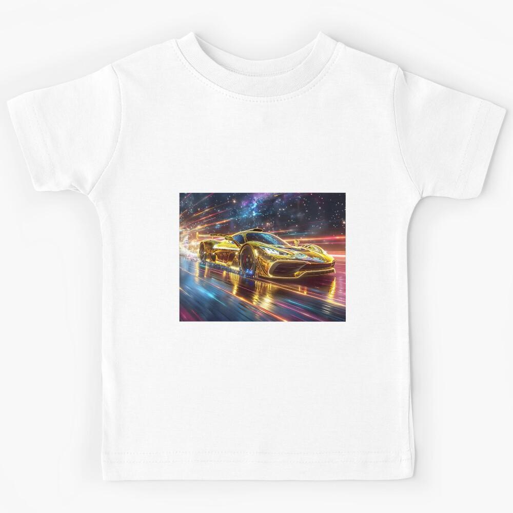 Galactic Thrill: Golden Speedster Kids T-Shirt 140