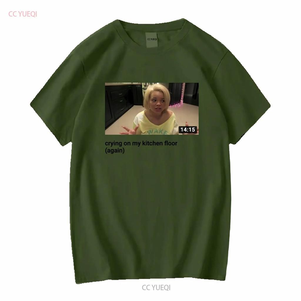 White T shirt iconic Trisha pastas YouTube video crying on kitchen floor long or short sleeves vintage Washed homme Unisex soft