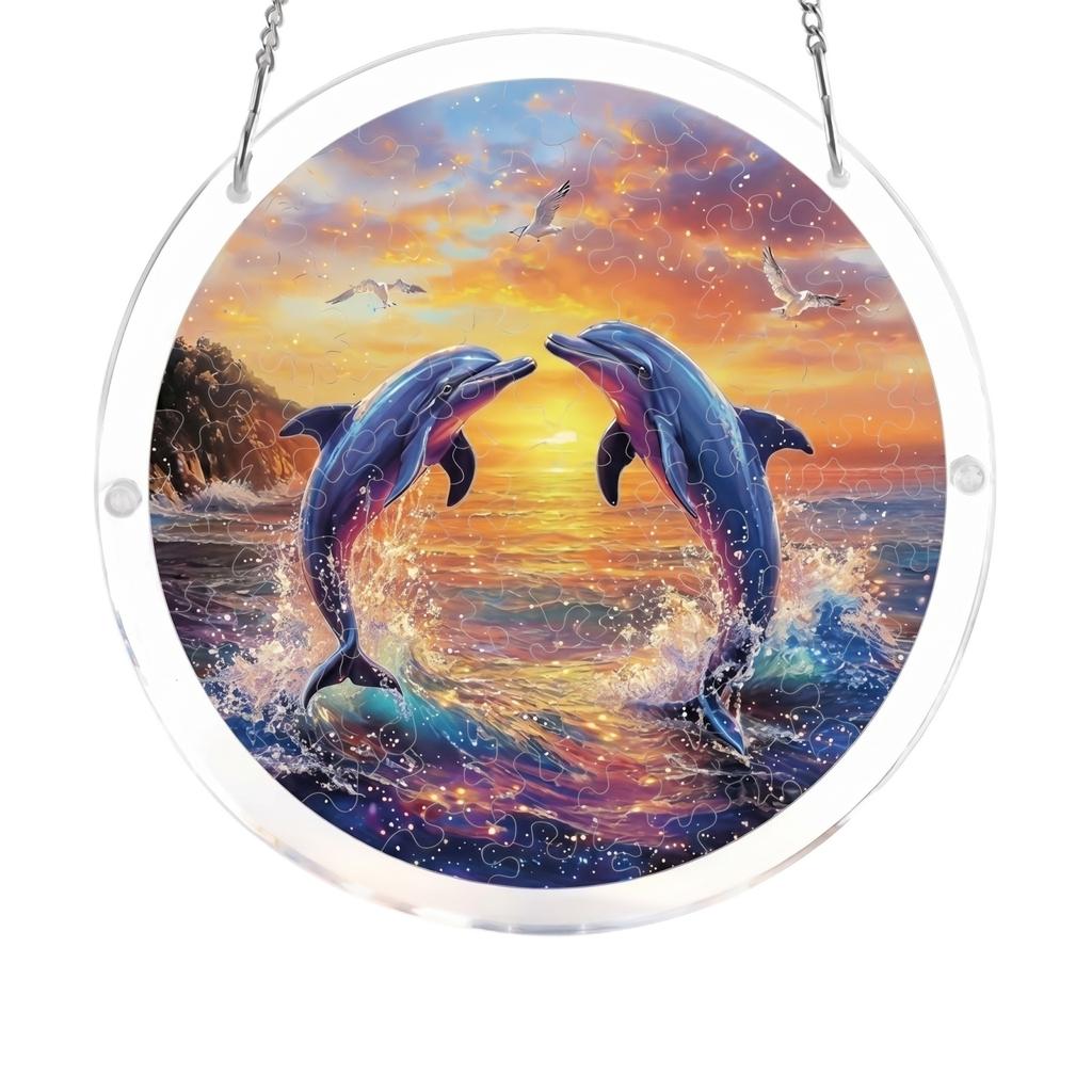 Acrylic Puzzle Window Hanging, Colorful Sunrise Sun Catchers Panel SunCatchers Puzzles Decor For Birthday Women, Men, Wife, Aunt, And Mom