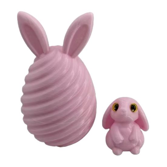 3D Printed Easter Egg with Mini Bunny Inside Spiral Bunny Egg Fidget Toy for Home Office Decor Easter Basket Stuffers for Kids Adults