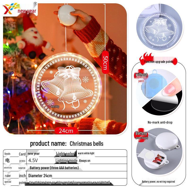 Glowing Merry Christmas LED Suction Cup String Lights for 2025 Holiday Window Display