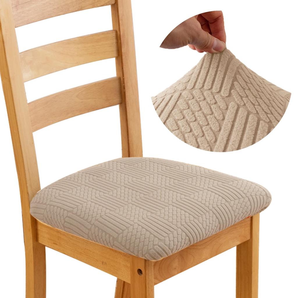 1 Pc Stretch Jacquard Dining Room Chair Seat Covers Removable Washable Elastic Upholstered Dining Chair Cushion Slipcover