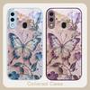 Elegant pink butterfly For Samsung A20 30 22 23 24 25 26 A31 32 33 34 A35 42 A50 51 52 53 54 55 56 70 71 72 73 glass phone case