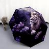 Lion Pattern, Automatic Folding Umbrella, Portable and Foldable Design, 8 Ribs, a Christmas or Birthday Gift.