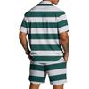 Men Short Sleeve Button Down Shirt and Shorts Set Casual Striped Print Two Piece Outfit Lightweight Breathable Fabric