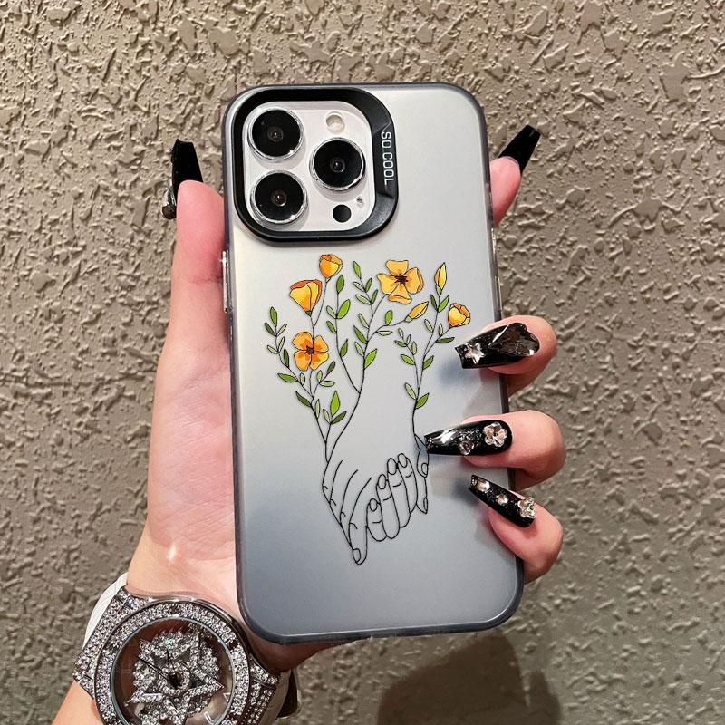 

Для iPhone 16 15 14 Pro Max Plus 17 Pro Max 13 Mini 12 11 Pro Max Мультяшная Пара Влюбленных и Цветок Ударопрочные Лазерные Задние Чехлы iPhone 13 mini