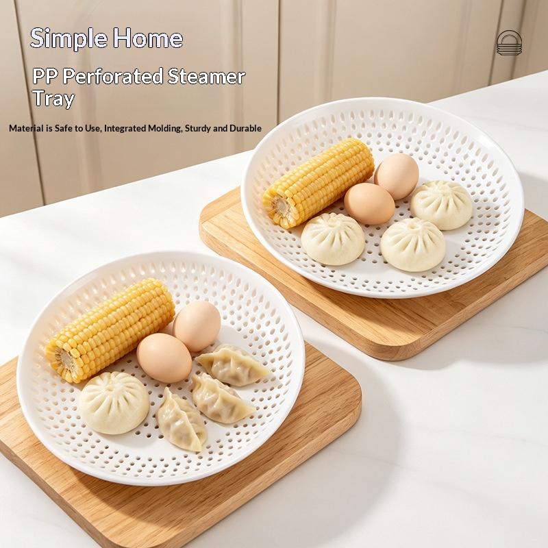 Pp Perforated Steaming Plate High Temperature Resistance Easy Clean For Home Kitchen Steaming Dumplings