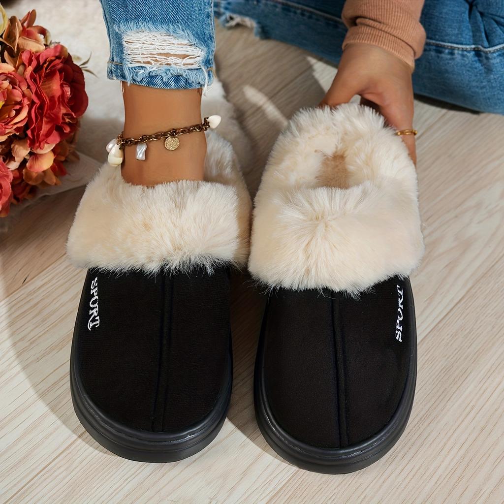 Women Men Closed Toe Plush House Slippers Comfortable Casual Home Shoes with Soft & Cushioned Sole for Winter Wear