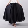 Women's Elegant High Waist Linen Maxi Skirt Summer Ladies Casual Elastic Waist 2 Layers Skirts Saia Feminina