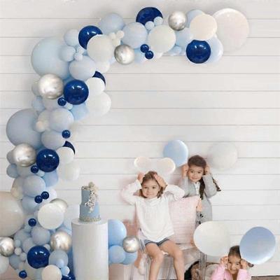 MIMIGO Luftballonbogen-Set, 94 Stück Marineblau Silber Weiß Ballons und Silber Konfetti Ballons Girlande für Hochzeit Abschluss Babyparty Jahrestag Bac
