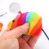 Factory Direct Soft Wool rainbow Color Mouse Shaped Cat Plush Toy Interactive Cat Toy