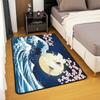 Japanese Ukiyo-e Great Wave Crane & Cherry Blossom Print Area Rug, Non-Slip Floor Mat for Living Room Bedroom Home Decor Carpet