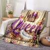 Contemporary Queen Crown Print Flannel  Throw Blanket, Soft Warm Knitted Polyester Throw for Sofa, Office, Bed, Camping, T