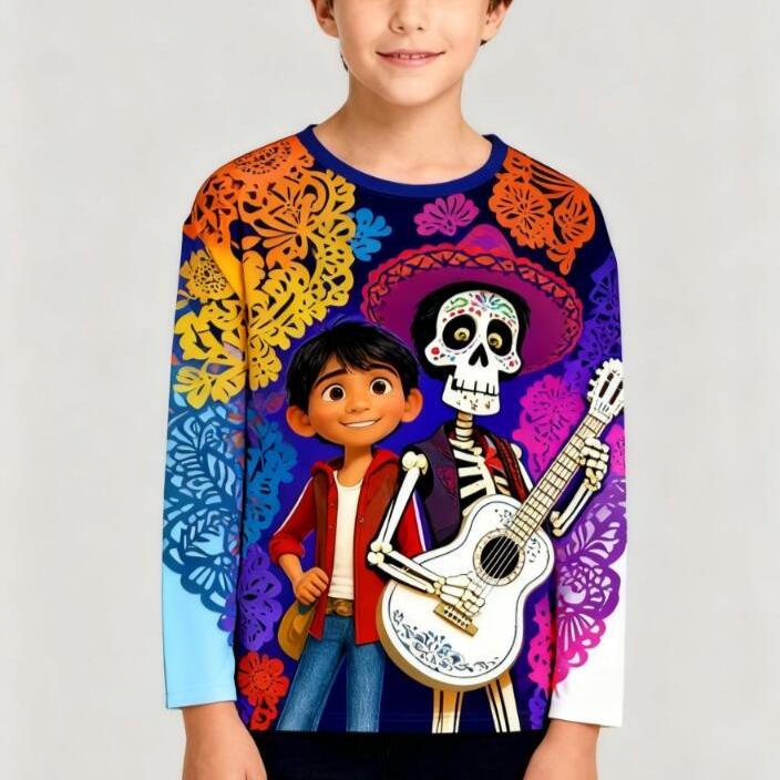 4-15 Years Old Comfortable Polyester Boys Children Long Sleeve T-Shirt Cartoon 3D Printed T Shirt Kids Clothing