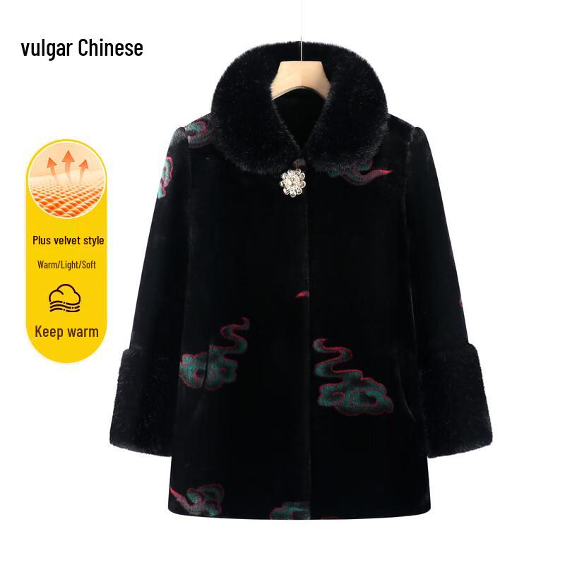 Elegant Faux Mink Velvet Winter Coat for Middle-Aged Women