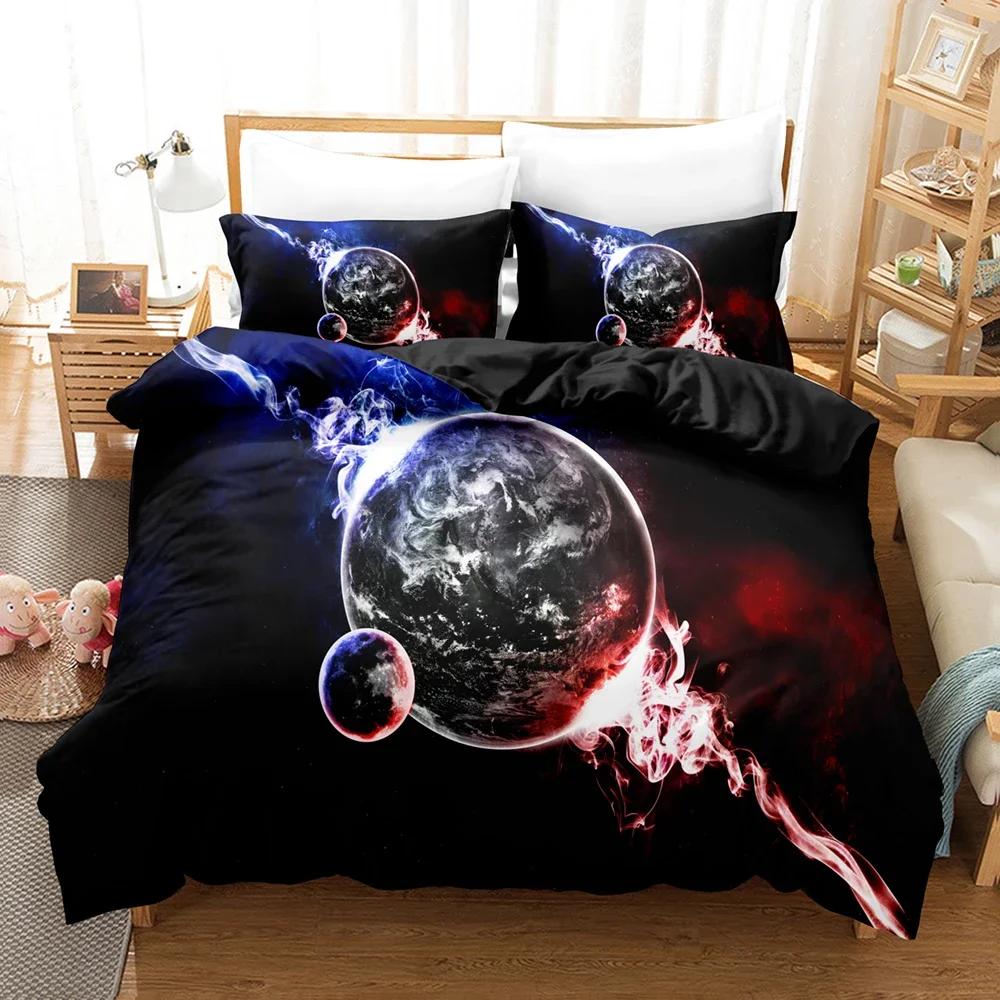 Bettwäsche 3D-Druck Sternengalaxie Bettbezug 2 Stück Kissenbezug Westeuropa 12 Größen Bettdecke Sets Schlafzimmer Bettdecken-Set Queen-Size
