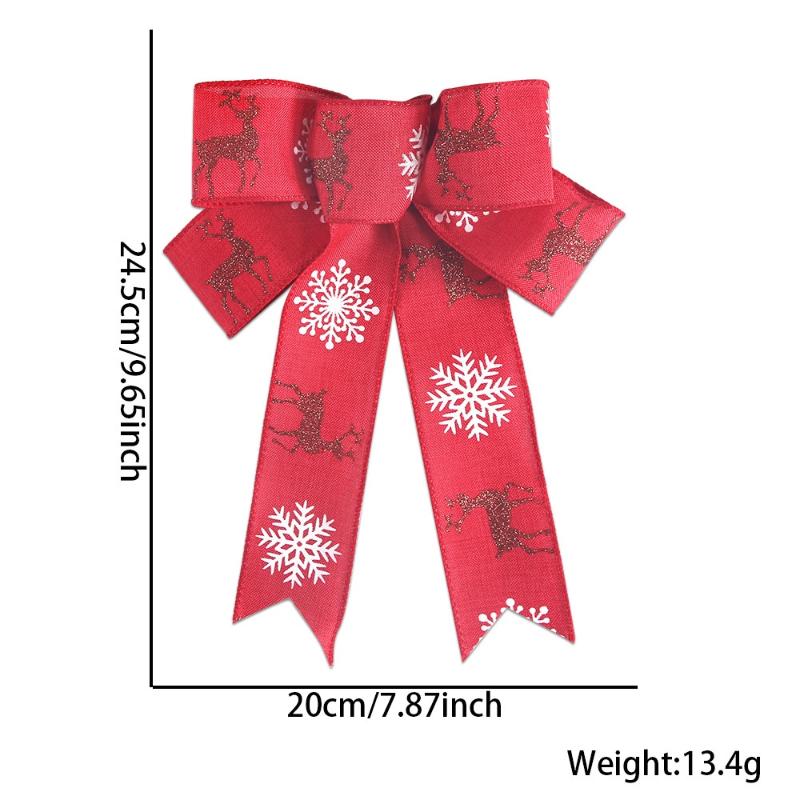 Red Christmas Ribbon Bows Hanging Decorations Bowknot Gift Christmas Tree Ornaments Xmas Party Decor New Year