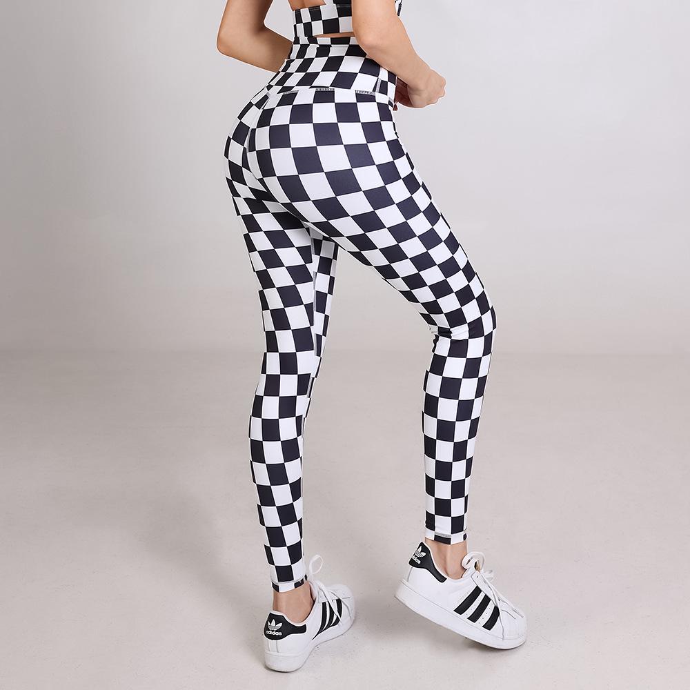 

Женские клетчатые брюки для йоги с высокой эластичностью и дизайном «персиковые ягодицы» на весну/лето 2025 Small