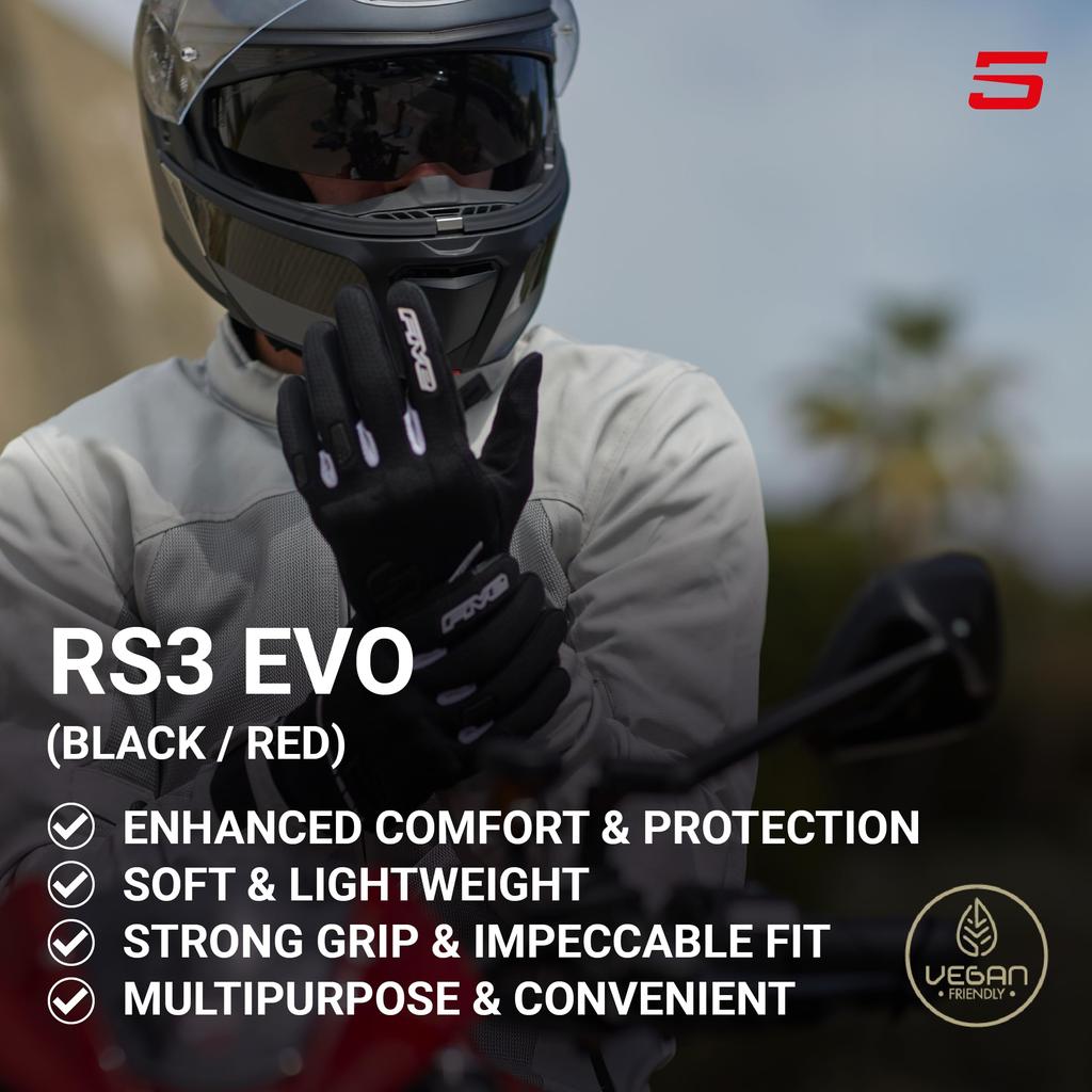 FIVE RS3 EVO Motorcycle Gloves, Black/Red (Size L)