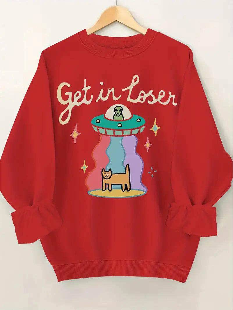 

Женский свитер с принтом, с круглым вырезом, европейский и американский стиль, 2024 2XL красный