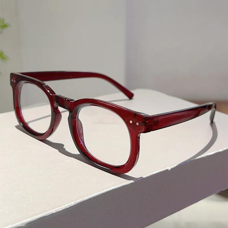 

KAMMPT Винтажные Круглые Очки Новый Цветной Ободок Блокирующие Синий Свет Оптические Оправы Женские Модный Брендовый Дизайн Стильные Очки transparent lenses красный