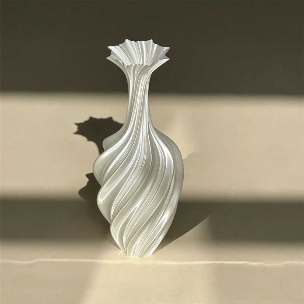 Vintage Style 3D Printed Flower Vases Swirl Pattern Minimalist Floral Decor  Tabletop Display
