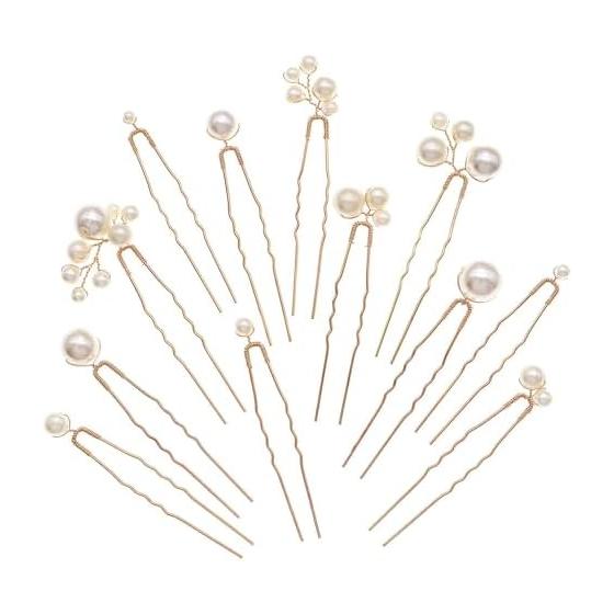 DFsucces Pearl Hair Pins, U-Shaped Hairpins, Hair Clips for Everyday Wear, Japanese Outfits, Photoshoots, Weddings, Parties, Brides - 12 Pieces,