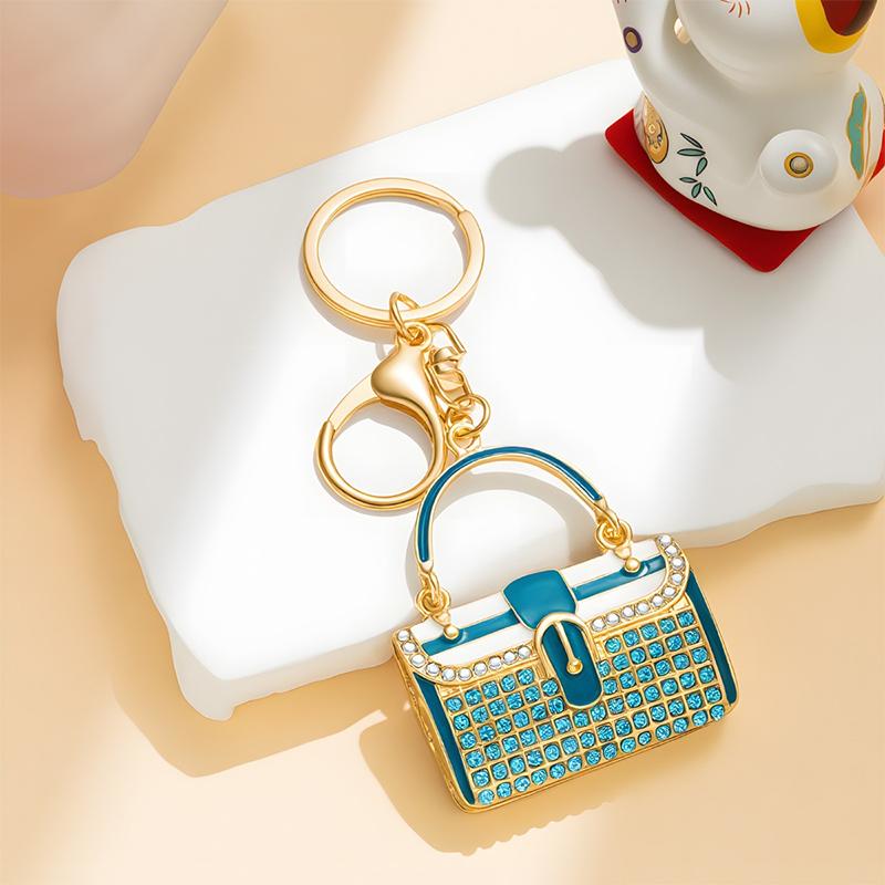 Chinese Style Lion Dance Rhinestone Metal Keychain Small Pendant Creative Backpack Keychain