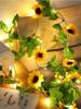 Waterproof 2m 20LED Sunflower Roses String Lights Outdoor Artificial Flower Fairy String Lights Sunflower Roses Garland with Lights for Garden