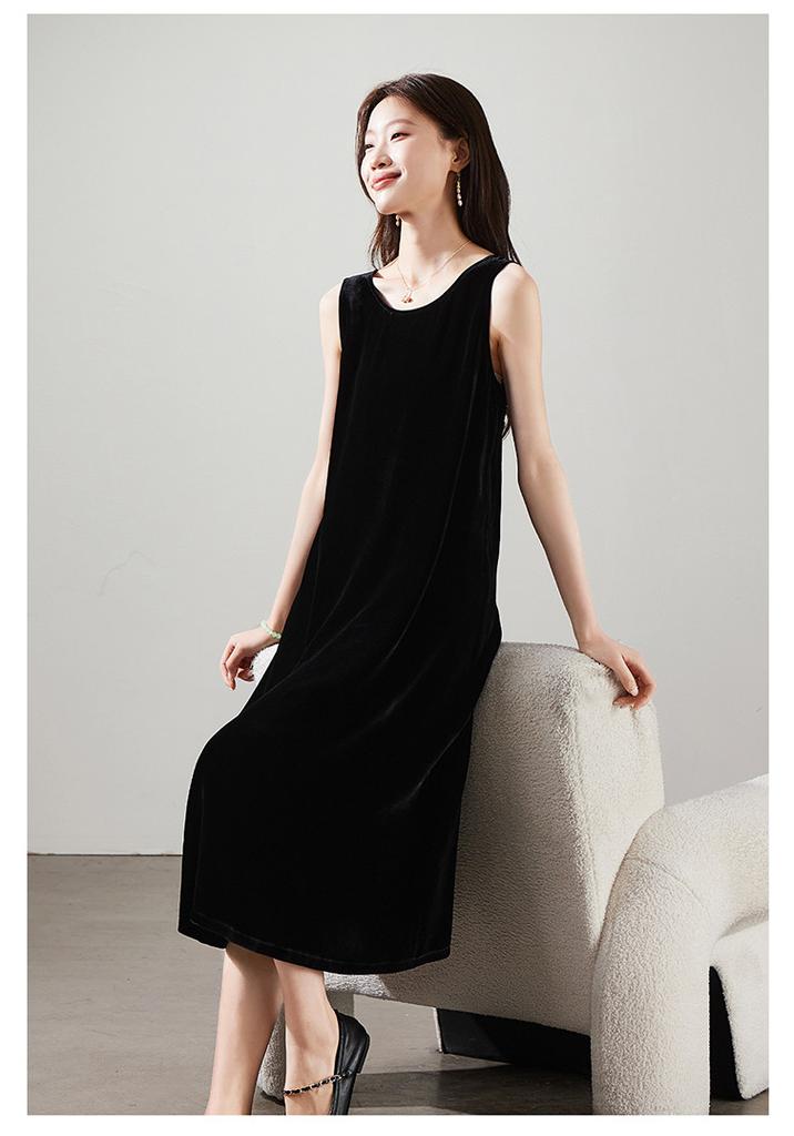 100% Mulberry Silk Velvet Vest Dress