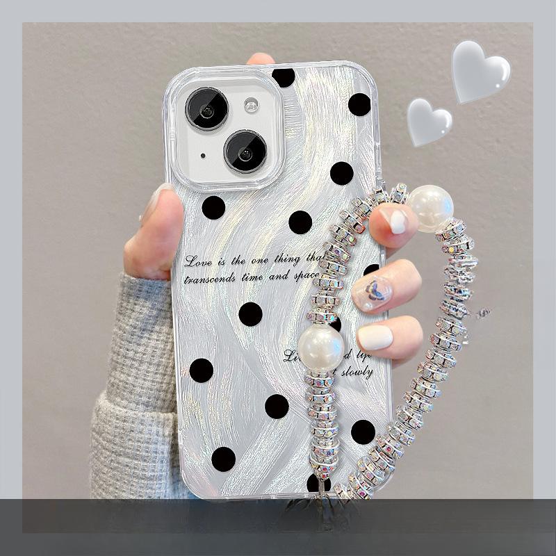 Suitable for Opporeno11 Mobile Phone Case Vivos18 Black Bow Bracket Chain Xiaomi 14 Feather Yarn Large Hole