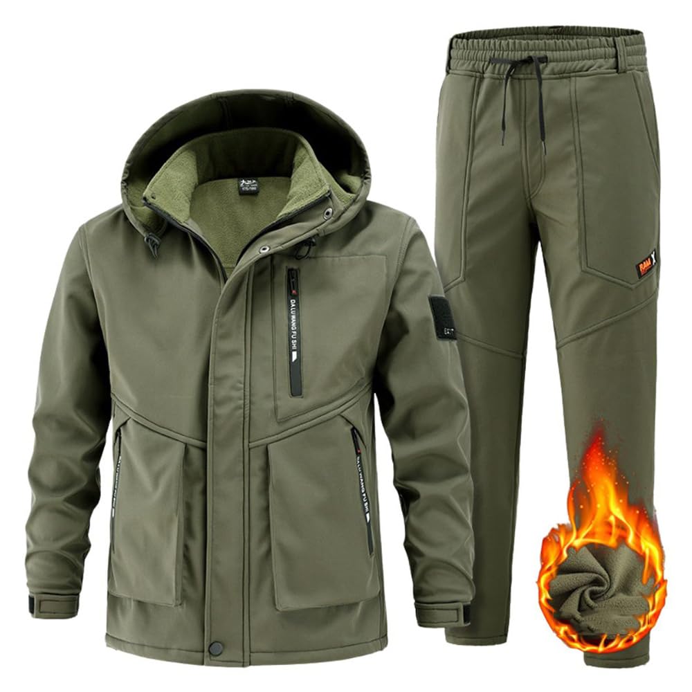 Inkpoo Winter Hiking Jacket and and and Mountain Outdoor and Winter Size M Men's Coat, Windproof, Water-Repellent, Fleece-Lined Pants, Windbreaker,