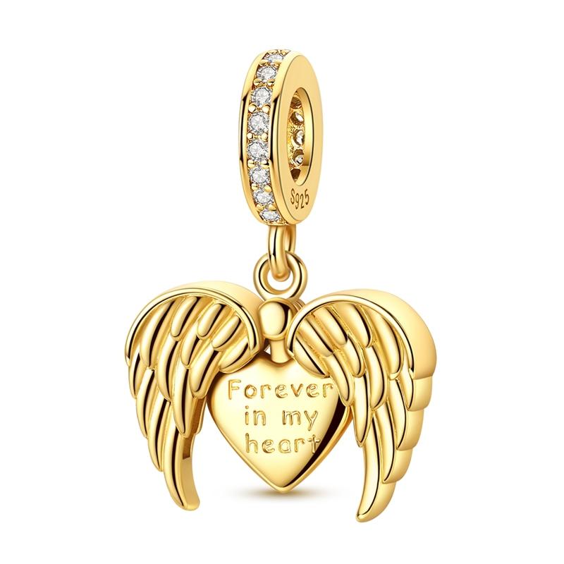 

Original Copper Charm Bead Gold Openable Wings Heart Pendant Fit Original Bracelet For Women Diy Jewelry Gift