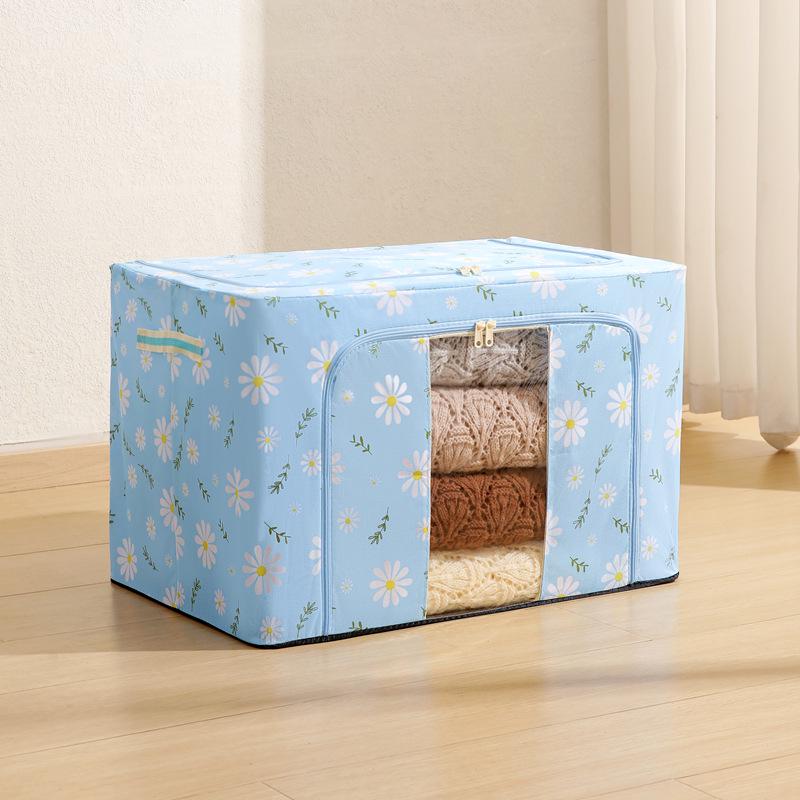 Steel Frame Waterproof Clothes Storage Box - Large Transparent Moisture-Proof Organizer for Quilts
